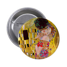 De kus (detail) door Gustav Klimt Speldbutton