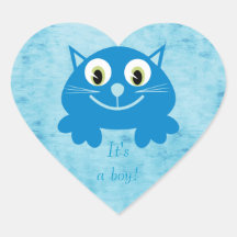 De leuke Blauwe Zijn Kat van de Cartoon een Nieuw  Hart Sticker
