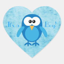 De leuke Blauwe Zijn Uil van de Cartoon een Nieuw  Hart Sticker