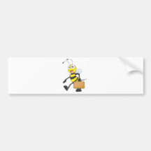 De leuke Cartoon van de Bij draagt Attache gaat Ka Bumpersticker