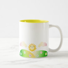 De leuke cartoon van zonkawaii koffie mokken