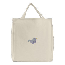 De leuke Geborduurde Eenhoorn van de Pastelkleur Canvas Tassen
