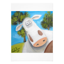 DE LEUKE ILLUSTRATIE VAN DE KOE GEPERSONALISEERDE UITNODIGING