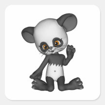 De leuke Panda Kawaii draagt Vierkante Sticker