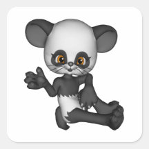 De leuke Panda Kawaii draagt Vierkante Sticker