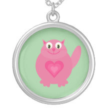 De leuke Roze Kat van de Cartoon met de Liefdadigh Kettingen