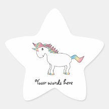 De leuke witte sticker van de regenboogeenhoorn