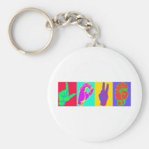De LIEFDE Andy Warhol van de gebarentaal Sleutel Hangers
