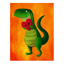 De Liefde van de Dinosaurus RAWR Wens Kaarten
