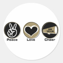 De Liefde van de vrede juicht Zwarte/Goud toe Ronde Sticker