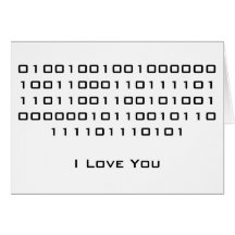 De "liefde van I u" in Binaire Code Kaarten