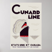 De Lijn van Cunard van de Stijl van het art deco Poster