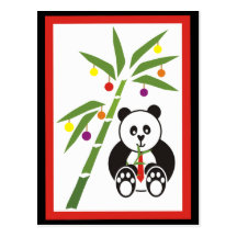 De Maaltijd van Kerstmis van de panda! Wenskaart