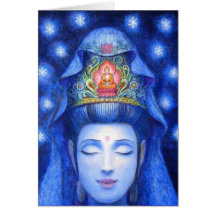 De Meditatie Kuan Yin van Zen van de middernacht Wenskaarten