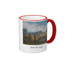 De mok van de koffie, toon twee met landschapsmoti