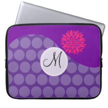 De mooie Paarse Golf van Stippen met Roze Bloem Computer Hoesjes
