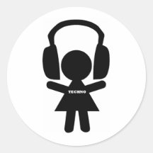 De Muziek van Techno van hoofdtelefoons Ronde Stickers