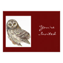 De nouveau à la nature, hibou, oiseau, fête d'anni invitations personnalisables
