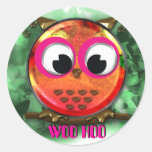 De oranje uil streeft hooontwerp na stickers