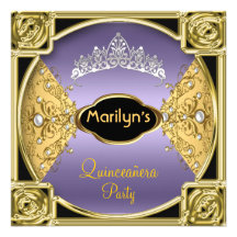 De Paarse Partij van de Verjaardag van Quinceañera Gepersonaliseerde Uitnodigingen