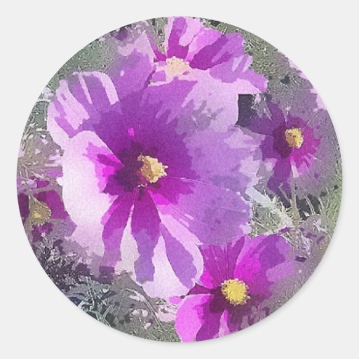 De paarse Sticker van Bloemen