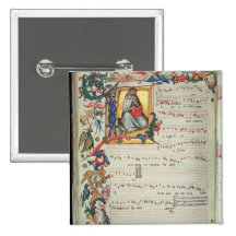 De pagina van muzikale aantekening met a historiat speld button