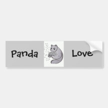 De panda draagt bumperstickers