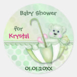 De paraplu draagt het Baby shower van de Stip van  Ronde Sticker