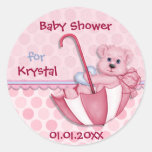 De paraplu draagt het Roze Baby shower van de Stip Ronde Sticker