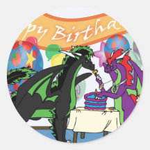 De Partij van de Verjaardag van de draak Ronde Stickers