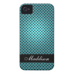 De polka stippelde Retro Blauw iPhone 4 Cases