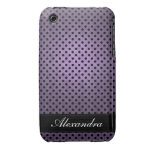 De polka stippelde Retro Paars iPhone 3 Case-Mate Hoesjes