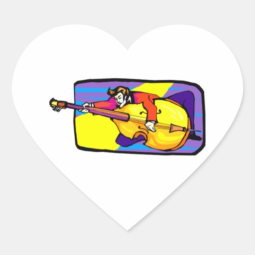 De Rechte BasSpeler die van Rockabilly rond miskle Hart Stickers