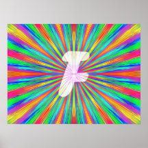 De regenboog barstte Monogram F Afdruk