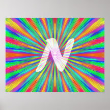 De regenboog barstte Monogram N Posters