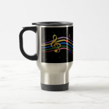 De regenboog Gekleurde Nota's van de Muziek Koffie Beker