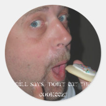 De rekening zegt, "eet niet cookeez! " ronde stickers