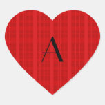 De rode plaid van het monogram hartvormige sticker