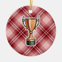 De rode Trofee van de Plaid Kerst Ornament