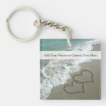 De romantische Harten van het Strand Sleutelhangers