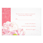 De roze Bloei van de Pioen + Het Huwelijk RSVP van Gepersonaliseerde Uitnodiging