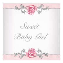 De roze Douche van het Meisje van het Baby van Roz Persoonlijke Uitnodiging