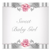 De roze Douche van het Meisje van het Baby van Roz Aankondigingen