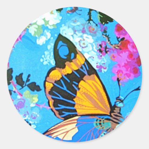 De roze en Blauwe Sticker van de Vlinder
