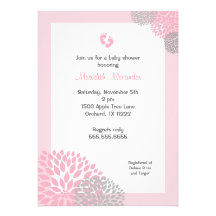De roze en Grijze Uitnodiging van het Baby shower 