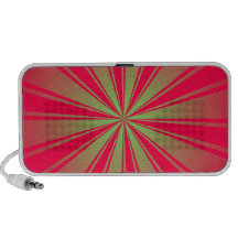 De roze en groene stralen van neontechno iPod speakers