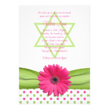 De roze en Groene Uitnodiging van Mitzvah van de K