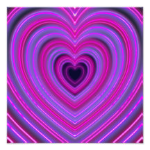 De roze en Paarse Leuke Harten van het Neon Girly Fotografische Afdruk