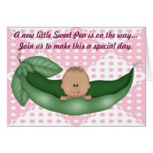 De roze Erwt van het Baby shower van het Meisje in Wenskaarten