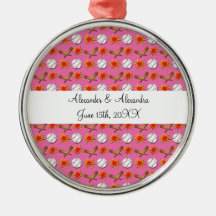 De roze gunsten van het honkbalhuwelijk ornament